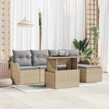 Cumpara ieftin Set de canapele pentru grădină cu pernă 6 pcs Bej Rattan poli