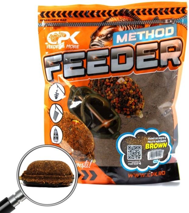 Groundbait CPK Method Feeder Faina De Peste Si Pelete Macinate, Brown, 900g