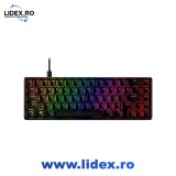 Tastatura gaming mecanica HyperX Alloy Origins 65 RGB, switch HX Aqua - Tactile, soft NGENUITY, cablu USB-C detasabil, taste PBT double-shot, layout U