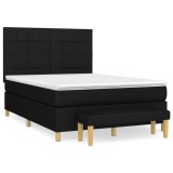 Cumpara ieftin Pat box spring cu saltea, negru, 140x190 cm, textil