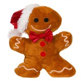 Jucărie De Plus eMAG, Fără Brand, Maro, &Icirc;nălțime 18 cm, Papion Roșu, Căciulă Crăciun, Oem