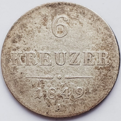 730 Austria 6 kreuzer 1849 Franz Joseph I - A - km 2200 argint foto