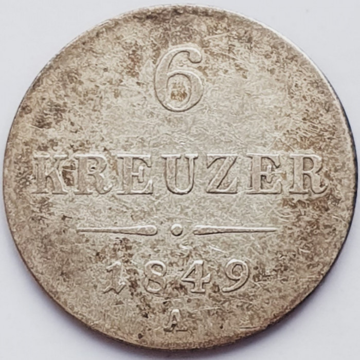 730 Austria 6 kreuzer 1849 Franz Joseph I - A - km 2200 argint