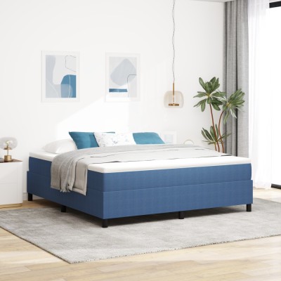 vidaXL Pat Box Spring cu saltea albastră, Super King, din material CORDUROY foto