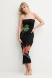 Desigual rochie de plaja COLIBR&Iacute; STRAPLESS culoarea negru, 25SWMK16