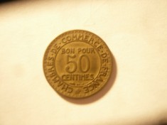 Moneda 50 centime Franta 1922 , bronz , cal. UNC