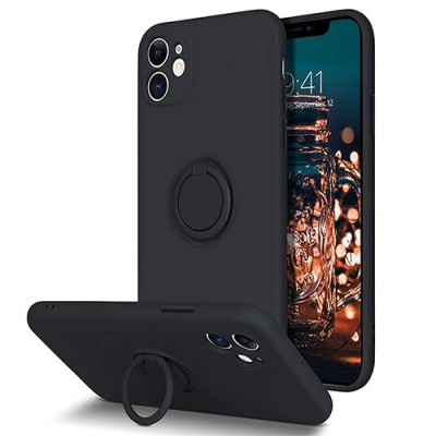 Husa iPhone 11 6.1 Silicon Liquid Black Ring foto