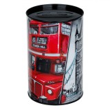 Pusculiță Metalică, Model Londra, Negru, Dimensiune 8x12.5cm, Oem