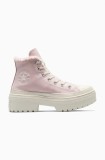 Converse tenisi de piele Chuck Taylor All Star Lugged Heel femei, culoarea roz, A09346C