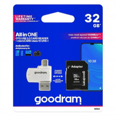 Card MicroSD 32GB + Adaptor + Cititor de carduri Clasa 10 GoodRam foto