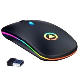 Mouse wireless fara fir reincarcabil, iluminare RGB, USB, Bluetooth, negru mat