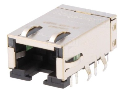 Conector RJ45 ecranat cu LED, THT foto