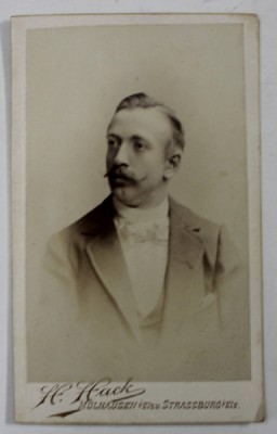 FOTOGRAF H. HACK , STRASSBURG , BARBAT CU PAPION , FOTOGRAFIE C.D.V. , CCA. 1900 foto