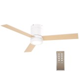 HOMCOM Ventilator de tavan 2 &icirc;n 1 cu lumina LED 3 viteze silentios - telecomanda - diametru 112 cm, natural si alb | Aosom Romania