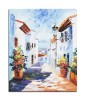 Tablou pictat manual, Santorini, colt de rai, 60x50cm ulei pe panza in cutit efect 3D, gata de agatat pe perete