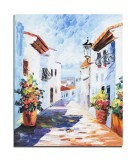 Cumpara ieftin Tablou pictat manual, Santorini, colt de rai, 60x50cm ulei pe panza in cutit efect 3D, gata de agatat pe perete