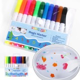 Set 11 Markere Magice Desen pe Apa + Lingurita Ceramica ProCart, Uscare Rapida, Non-Toxic, Aplicare Hartie/Tabla