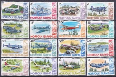 DB1 Aviatie Avioane Ins. Norfolk 1980 16 v. MNH foto