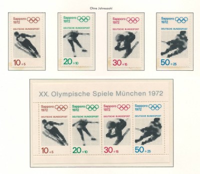 Germania 1971 Mi 684/87 + bl 6 (witout year) MNH - JO vara 1972, Munchen (III) foto