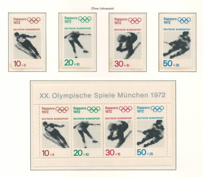 Germania 1971 Mi 684/87 + bl 6 (witout year) MNH - JO vara 1972, Munchen (III)
