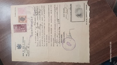 1 FACTURA UZINA ELECTRICA 1934 SI 1 CERTIFICAT BIROUL DE CAZIER 1945 foto