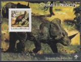 Sao Tome si Principe 2003 - Jamboree Thailanda - Dinozauri și minerale, Colita, Cota 10 EURO, RARA, MNH