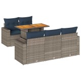 Set mobilier gradina cu perne, 6 piese, gri, poliratan