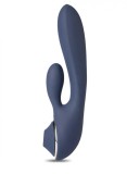 Vibrator Mystic Love, 10 Moduri Vibratii, 3 Moduri Suctiune, Silicon, USB, Albastru Inchis, 20 cm