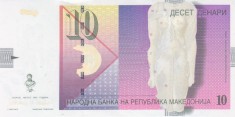 Bancnota Macedonia 10 Denari 1997 - P14b UNC ( vezi descriere )