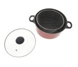 Cumpara ieftin Oala tip friteuza Bohmann 2 in 1 cu capac, 24 cm si 2.5L, rosie