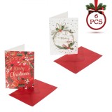 Set Felicitări Crăciun, 2 Modele Diferite, Mesaj 3D, Culoare Roșu și Alb, Dimensiune 12x17cm, 6 Bucăți, Oem
