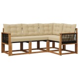 vidaXL Set de canapele de exterior cu pernă 4 pcs Natural și Bej 3381921