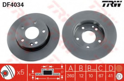 Disc frana MERCEDES A-CLASS (W168) (1997 - 2004) TRW DF4034 foto