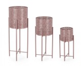 Cumpara ieftin Set 3 suporturi ghivece flori metal roz Naira 23x46.5 cm, 28x61.5 cm, 30x76.5 cm