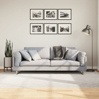 Covor &amp;quot;IZA&amp;quot; aspect scandinav, cu fire scurte, crem, 160x230 cm foto