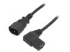 Cablu 3x0,75mm2 IEC C13 mamă 90&deg; - IEC C14 tată PVC 1,8m negru