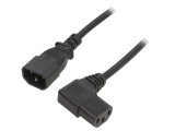Cablu 3x0,75mm2 IEC C13 mamă 90&deg; - IEC C14 tată PVC 1,8m negru