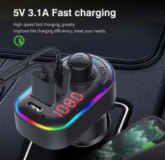 Modulator Auto C12 cu Bluetooth 2 PORT-uri USB 1 PORT type C Wireless Car Kit Premium foto