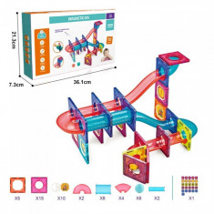 Jucarie Constructor magnetic pentru copii, pista cu bile, 53 piese