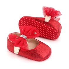 Pantofiori rosii sidefati pentru fetite (Marime Disponibila: 3-6 luni (Marimea