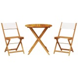 Cumpara ieftin Set mobilier bistro, 3 piese, textil alb crem/lemn masiv