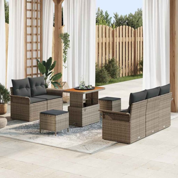 vidaXL Set de canapele pentru grădină 8 pcs Gri 90 x 55 x 71 cm 3364033