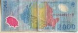 Bancnota 2000 Lei 1999 (Eclipsa) Polimer, Seria A, Circulata - Romania