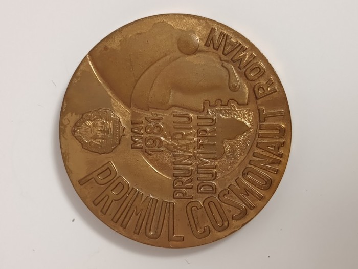 medalie omagiala cosmonaut roman in spatiu ,Dumitru Prunariu , Anul 1981 ,de colectie