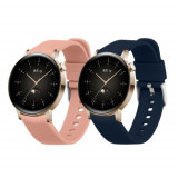 Set 2 Curele Kwmobile pentru Huawei Watch GT 3 Pro (43mm)/Watch GT 3 (42mm), Roz/Albastru, Silicon, 57109.08