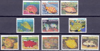 DB1 Fauna Marina Pesti Australia 1984 - 5 11 v. MNH lipseste 33c. 1985 foto