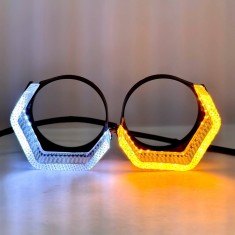 Set de 2 inele rectangulare DRL / lumina de zi si semnalizare compatibil lupe 3 inchi