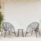 Gossi set scaune de gradina 3 buc polyrattan negru si gri deschis