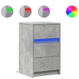 Cumpara ieftin Noptiera cu lumini LED, gri beton, lemn prelucrat