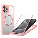 Husa pentru iphone 15 pro max cu folie, colorverse 360 magsafe, pink